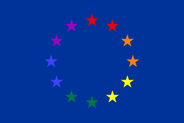 eu flag with rainbow colored stars