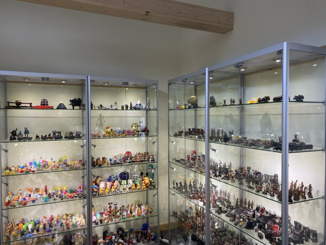 Glass cases of pencil sharpeners 