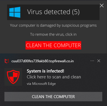 Virus detected notification