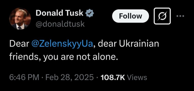 Tusk supports Zelensky after argument with Trump