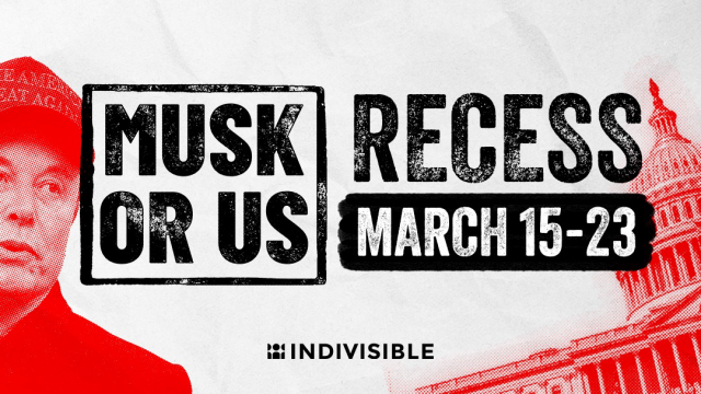 (over images of Elon Musk and Congress) MUSK OR US RECESS MARCH 15-23