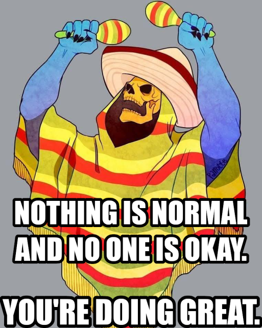 Nothing is normal and noone is okay. You're doing great.