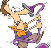 Him, arguing with the new vacuum.
