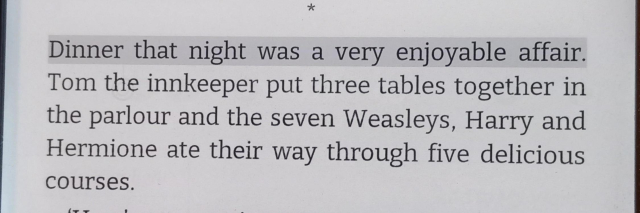 "Dinner that night was a very enjoyable affair."