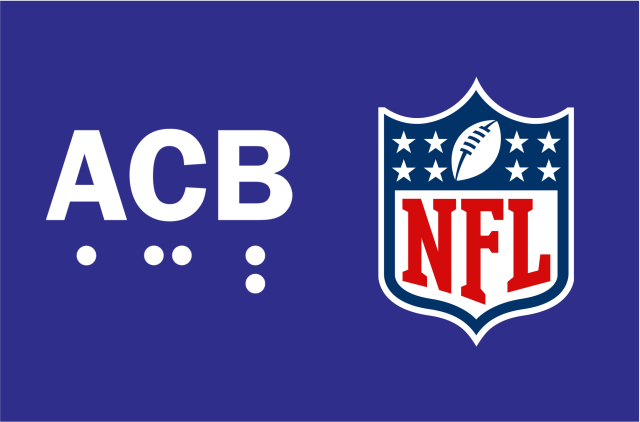Graphic of the ACB logo and NFL logo on a purple background.