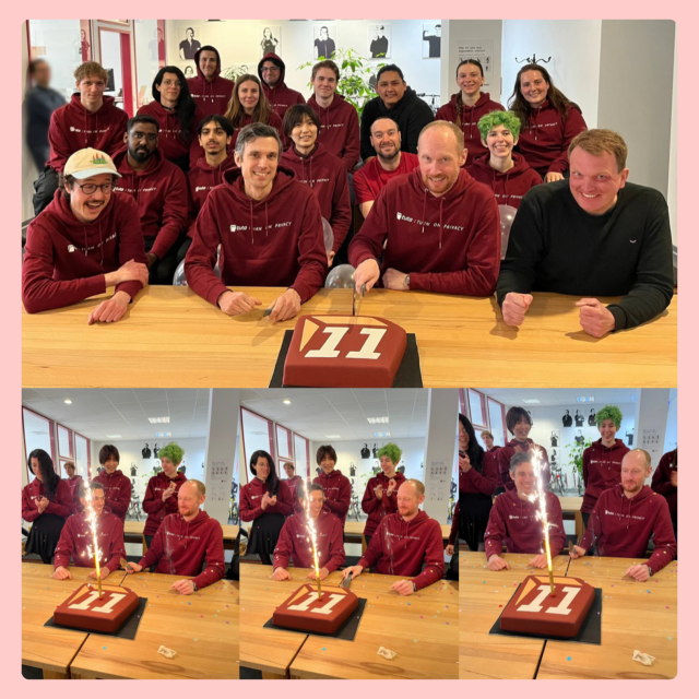 Tuta team celebrating Tuta's 11th birthday. 