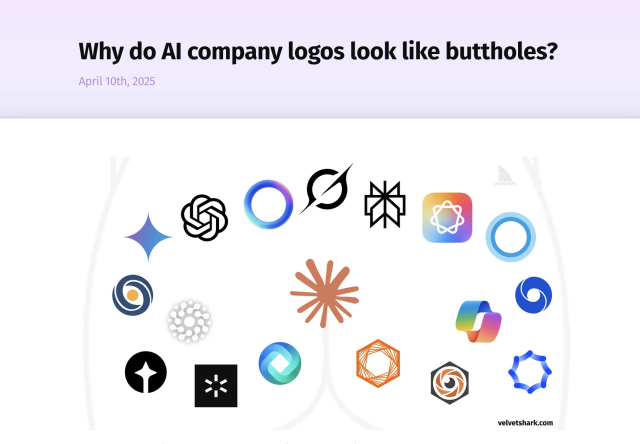 a screenshot of an article, titled: "Why do AI company logos look like buttholes?" followed by a bunch of AI company logos that, well, kinda look like buttholes. 