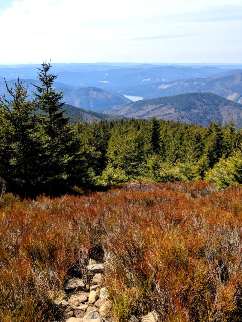 A view of mountains and a lake in the middle.