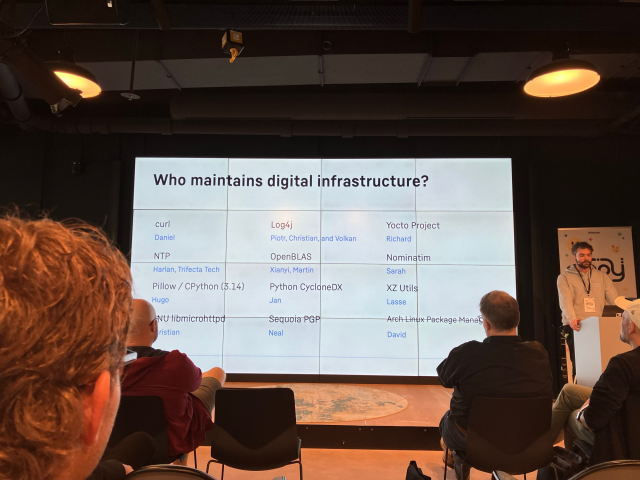 Who maintains digital infrastructure. Then a list of projects with mostly individuals' first names listed for each. curl is listed, listing "Daniel" under it.