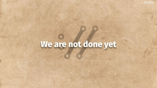 We are not done yet (over the curl symbol)