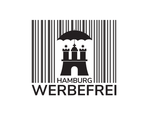 The logo of the movement, a castle protected from barcode lines using an umbrella.