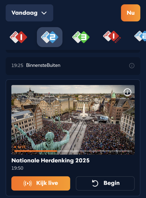 NPO2 broadcasting nationale dodenherdenking 2025