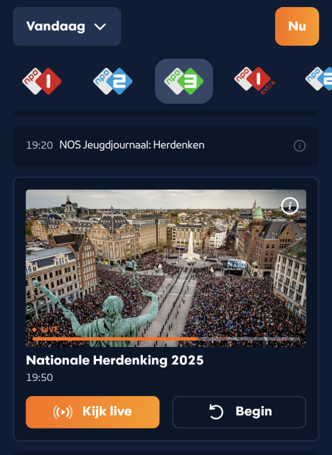 NPO3 broadcasting nationale dodenherdenking 2025