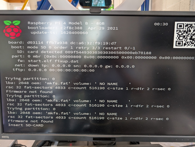 RasPi bootloader screen