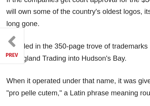 A small portion of screenshot of a web page showing the text of the article by the left margin. Obscuring the text is a "Prev" button with an arrow showing that consideration was taken into being able to read the text.

Not pictured: scrolling the page move the text under the obscuring object.