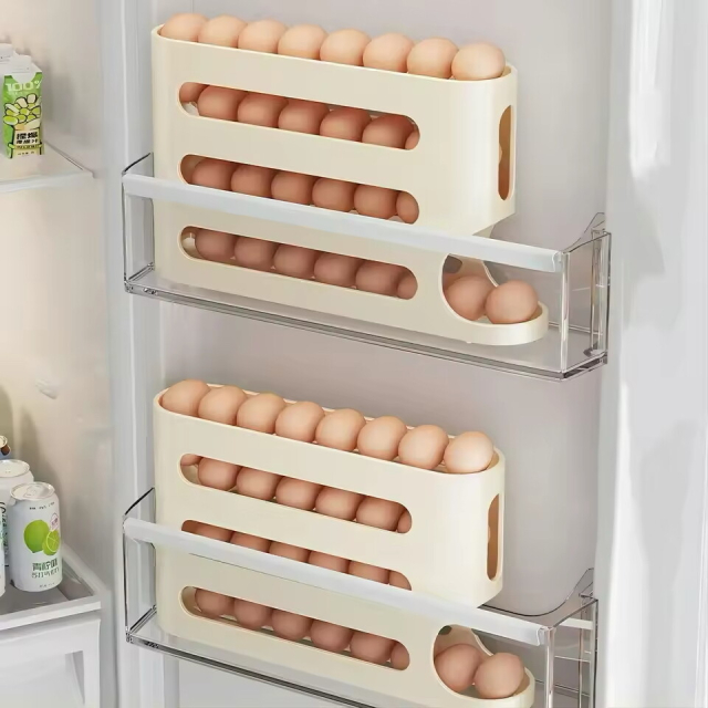 So, so, so many eggs all stacked inside a fridge door. You’d really have to love eggs to have this many in your fridge at once.