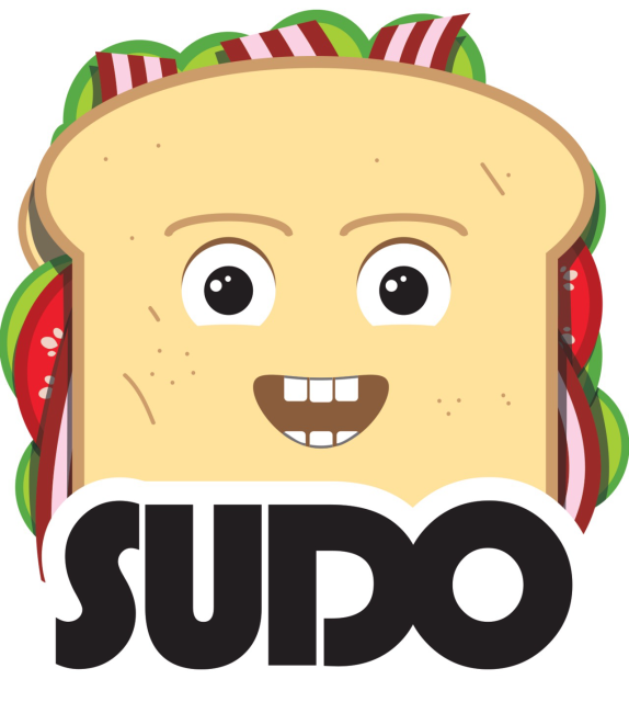 A sandwich with a face labeled "sudo"