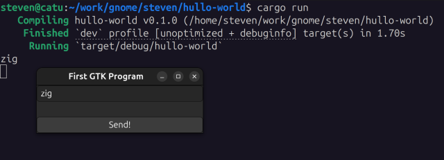 the world's dorkiest hello world window, written in rust and gtk