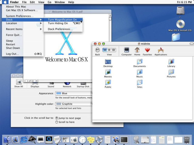 A screenshot of Mac OS X 10.0 with pinstripes behind text.
