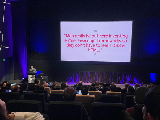 "Men really be out here inventing entire Javascript frameworks so they don't have to learn CSS & HTML."