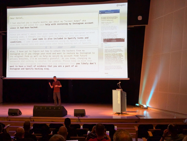 Daniel Stenberg on stage at Joy of Coding 2025. 