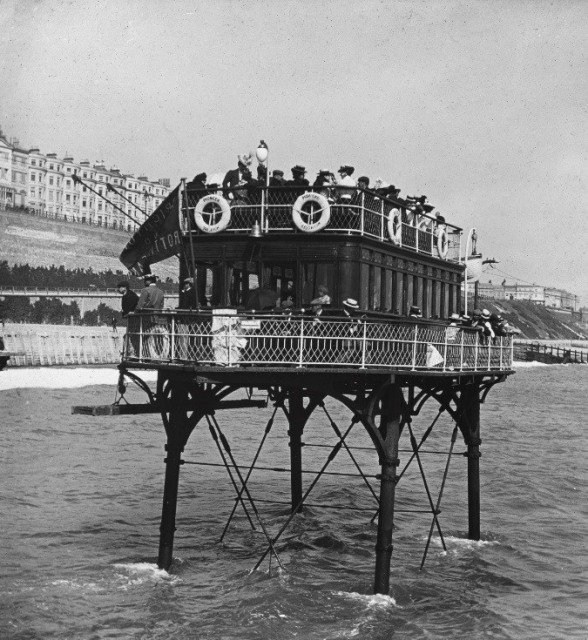 old tram on submerged tracks