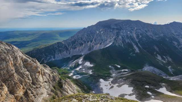 Looking down another mountain range