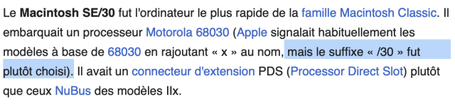 Le Macintosh SE/30 fut l'ordinateur le plus rapide de la famille Macintosh Classic. Il embarquait un processeur Motorola 68030 (Apple signalait habituellement les modèles à base de 68030 en rajoutant « x » au nom, mais le suffixe « /30 » fut plutôt choisi).