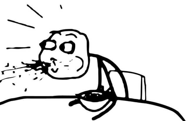 Classic rage comic: stick person spitting out their cereal