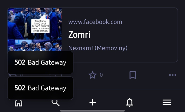 screenshot from Zomri and their joke.. just front of popup error 502 Bad Gateway.. I don't know