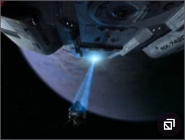 The Defiant towing a Cardassian transport from DS95x13.