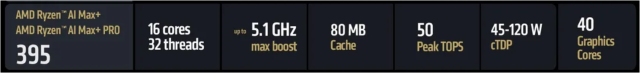 The specifications for AMD Ryzen AI Max 295.