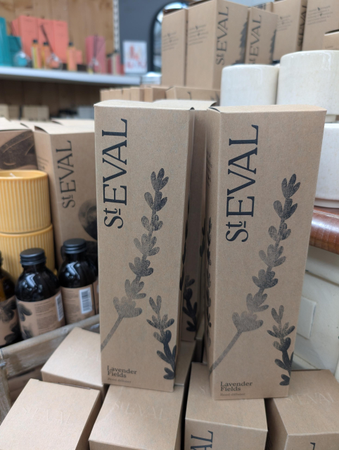 Photo of 2 fancy looking boxes which read "St. Eval"