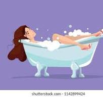 Cartoon of a lady in a bath 