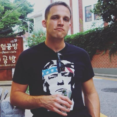 His Twitter profile picture, him in a shirt with Trump’s face on it