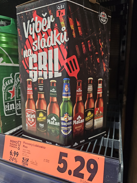 nealko pivo spolu s alko pivami v papierov balení akože "výběr sládků na gril"