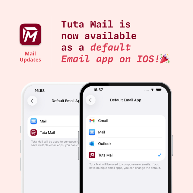 Mail Updates: Tuta Mail is now available as a default Email app on IOS!