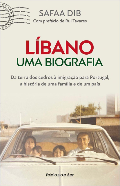 Capa do livro "Líbano uma biografia" por Safaa Dib"

Na imagem uma carro com 4 ocupantes. Os pais de Safaa, a irmã de Safaa e Safaa (ainda bebe)