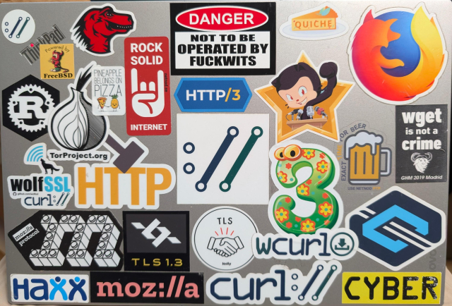 Daniel's previous laptop cover - full of stickers