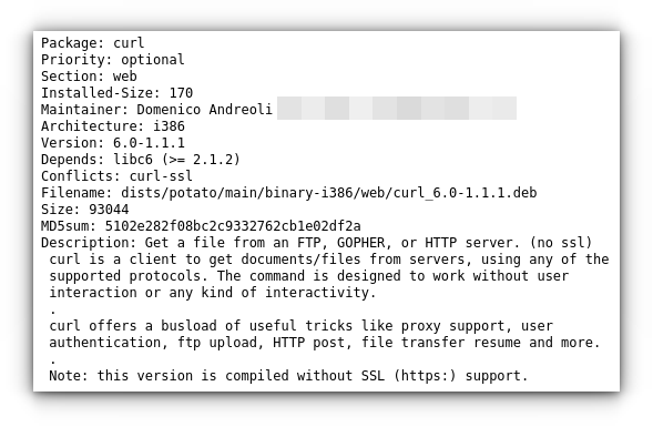 and old Debian description of curl 6.0