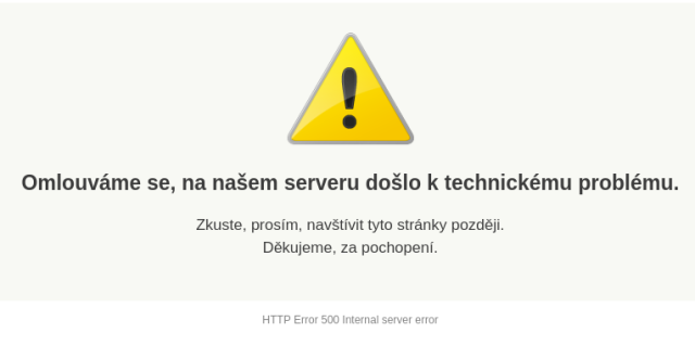 A screenshot of an error saying: "We're sorry, our server has encountered a technical problem"