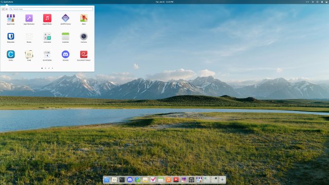 A screenshot of a Pantheon desktop with a GTK4 panel showing the applications menu