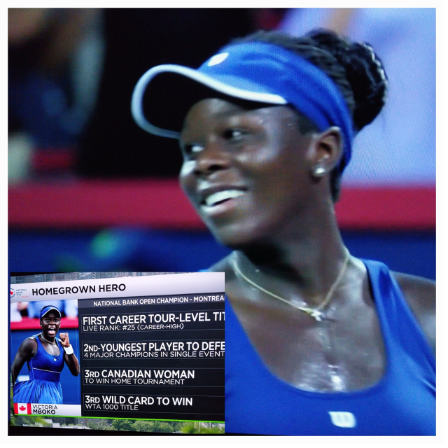 18 year old Canadian Victoria Mboko is the  National Bank Open Women's Champion- Montreal. First Career Tour Level Title Live Rank #25, 2nd Youngest Player to defeat 4 major champions in a single event, 3rd Canadian Wwoman to win home tournament, 3rd wild card to win WTA 1000 Title.