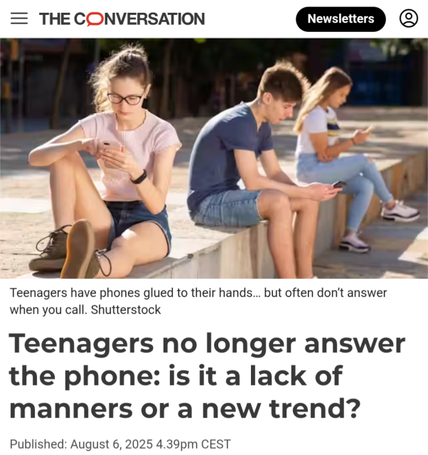 Teenagers no longer answer the phone: is it a lack of manners or a new trend?