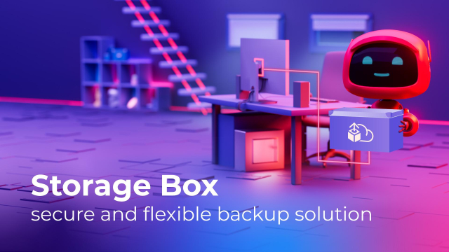 graphic about Hetzner's storage product: Storage Box
You can see Hetzner's mascot, Hero holding a box