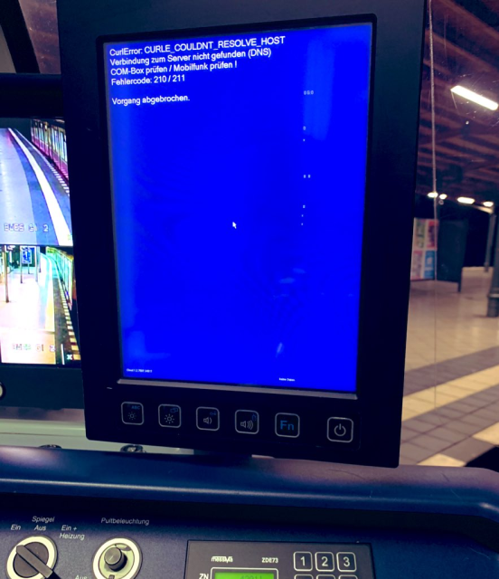 a curl error on a display in an SBahn train in Berlin