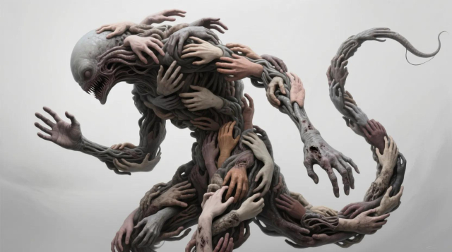 A monster made of like 80% human hands.