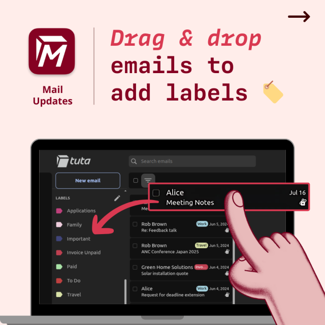 Drag & drop emails to add labels