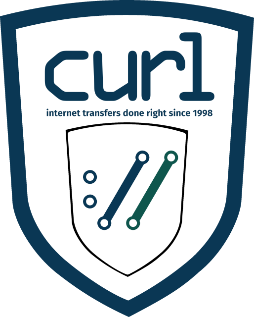 a badge-like image saying curl, featuring the curl symbol and the text "internet transfers done right since 1998"