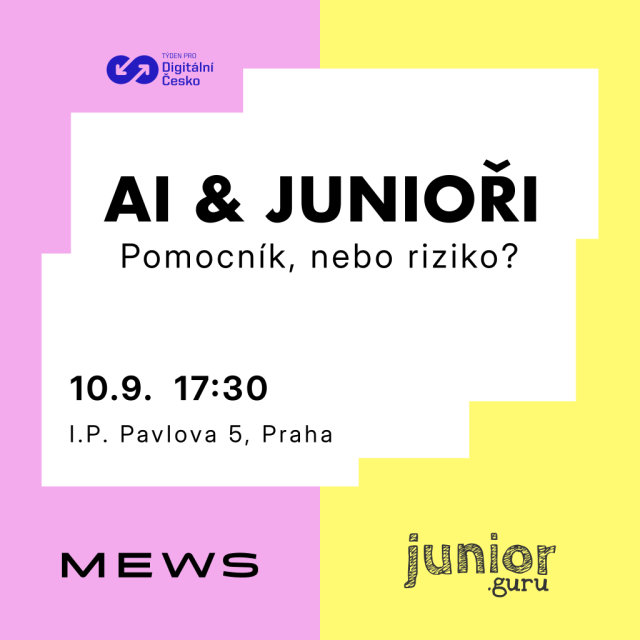 Plakát pro akci „AI & junioři: Pomocník, nebo riziko?“